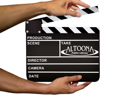 acting clapboard with library logo